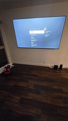 Centered wall-mounted television in a contemporary home